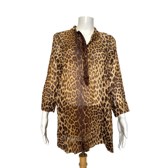 Moschino Other - Moschino Mare M Swim Beach Cover Up Top Leopard Print Blouse IT-42 Medium Tunic